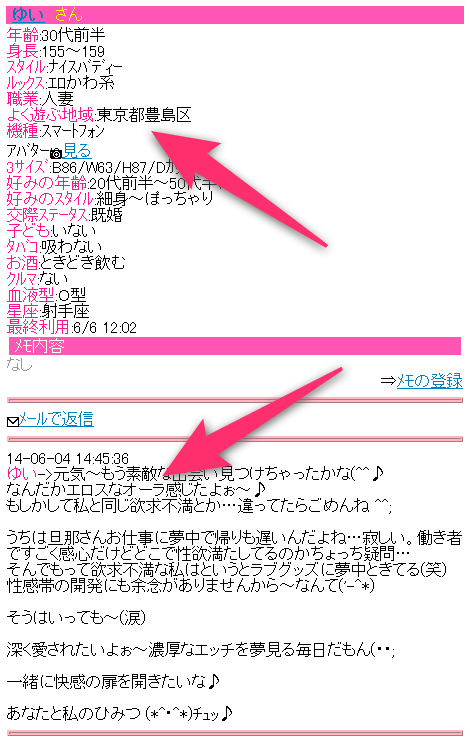 援デリ業者のプロフィールとメールの内容