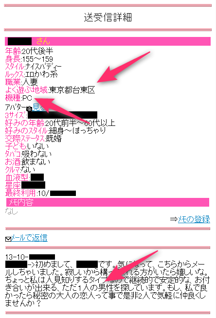 援デリ業者のプロフィールと送ってくるメールの内容