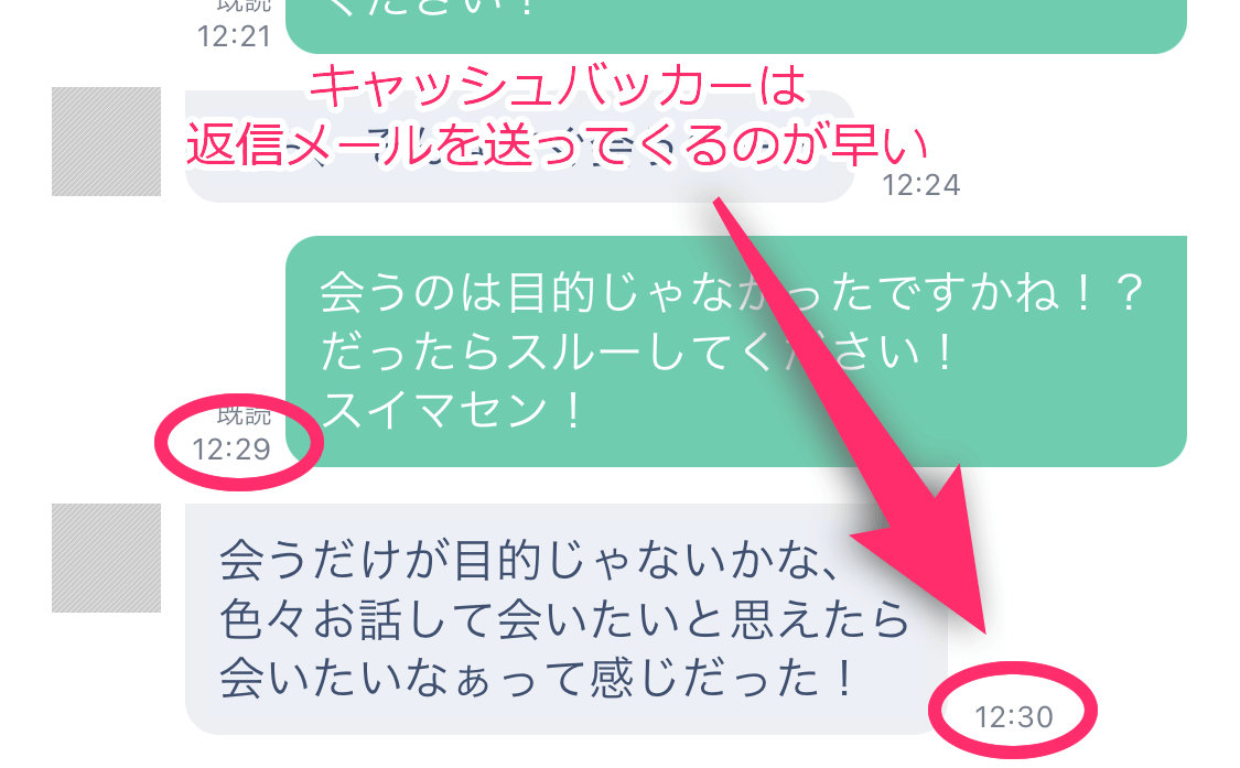 Jメールのキャッシュバッカーとのメールのやり取りの実例③