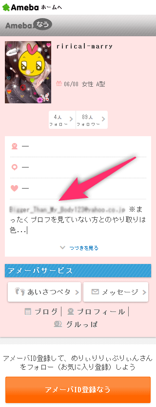 amebaのプロフィール