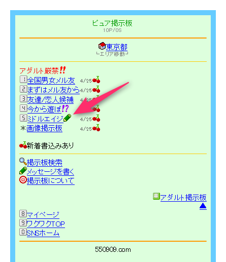 ワクワクメールの中高年専用掲示板