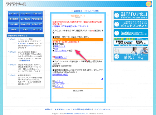 年齢確認手続きの案内画面